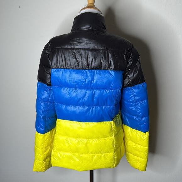 Aqua Packable Bold Color Block Puffer Jacket - Picture 5 of 6